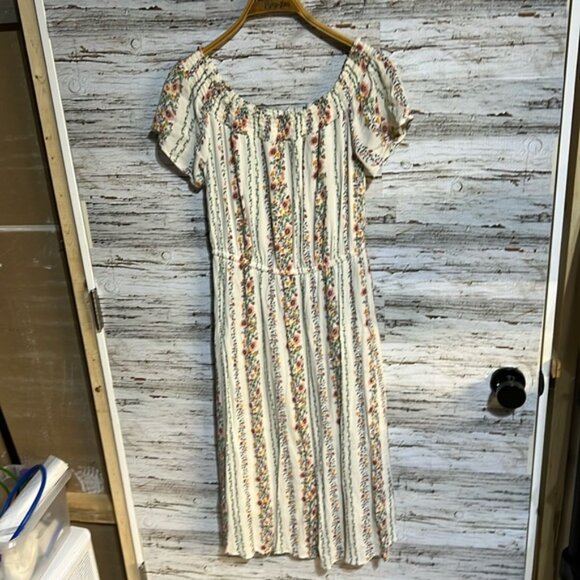Old Navy Floral Striped Dress - White and Multicolor - Picture 1 of 6